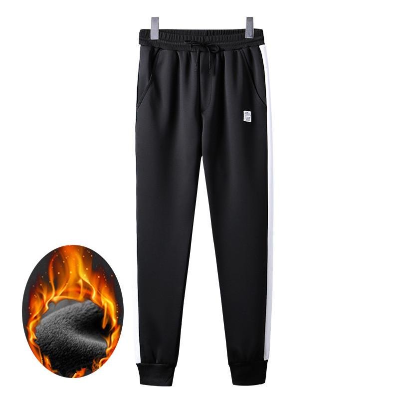 Thick Fleece Jogger Mens Pants Stirped Trousers Male Winter Warm Velvet Sweatpants Tracksuit Joggers Autumn Winter casual pants