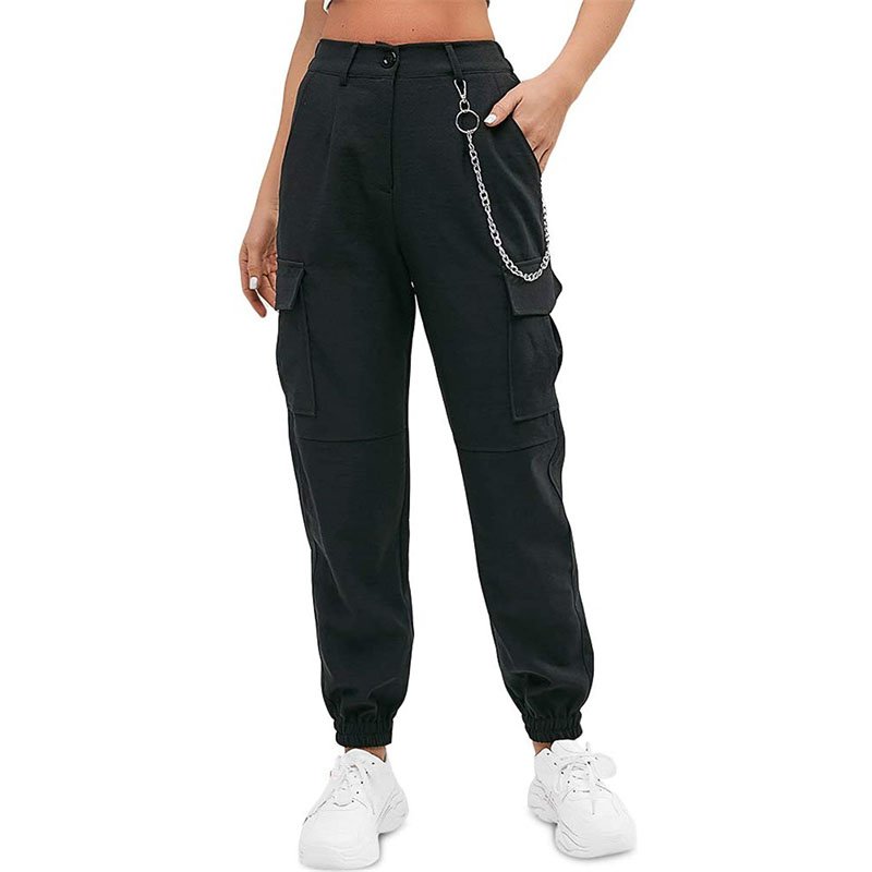 ZAFUL Women High Waisted Solid Jogger Pants Outdoor Cargo Pants at Women Clothing store