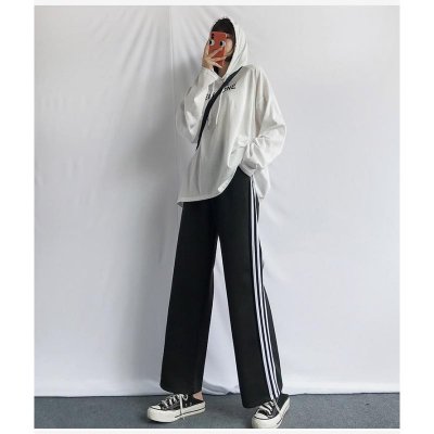 Autumn new style college wind sports pants women small feet thin casual three bar pant loose harem pants women hot sale