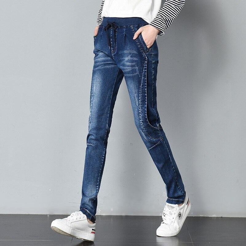 Big Size Jeans Women Autumn Harem Jeans Pants Large Woman Elastic High Waist Denim Trousers For Female 4Xl 5Xl
