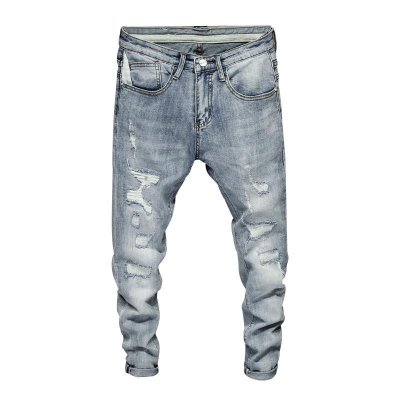 Male Casual Denim Fall Beggars Pants Men Retro Jeans Men Pants Slim Pants Students Korean Fashion Pants Ripped Jeans,S1101