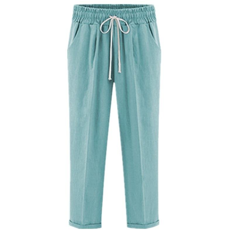 Large Size 5Xl 6Xl Women Summer Loose Pants Cotton Leisure Harem Pants Plus Size Elastic Waist Ankle Length Trousers Female