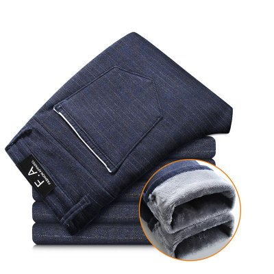 Mens Winter Fleece Warm Pants Men Korean Casual Slacks Slim Warm Thick Pants for Men Fashion Black Gray Blue Trousers Male,688