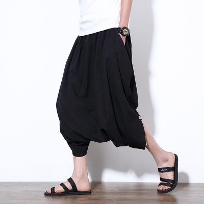Streetwear Men Harem Pants Baggy Trousers Mens Cotton Cross Pants Wide Leg Summer Loose Man Jogging Pants Large Size M 5XL